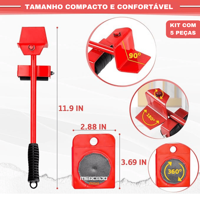 Movedor e Levantador para Móveis Kit 5Pçs - Ponto Exato 