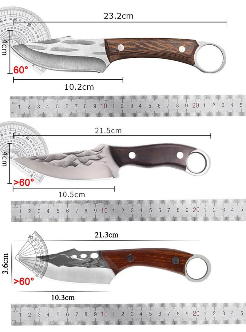 Combo 4 Facas Profissionais Nelore - Forjadas a Mão + Bainha - Ponto Exato 