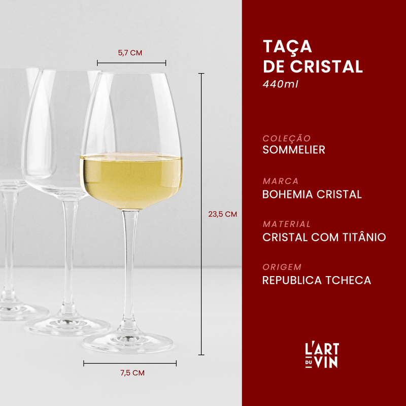 Jogo de Taças de Vinho Cristal Coleção Sommelier 440 ml 6 Peças - Ponto Exato 